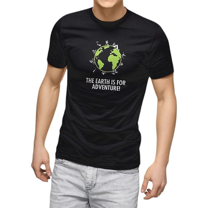 Fitrangi Black Earth Tshirt | Adventure Tshirt | Earth is for Adventure | Half Sleeve T-Shirt | Cotton T-Shirt