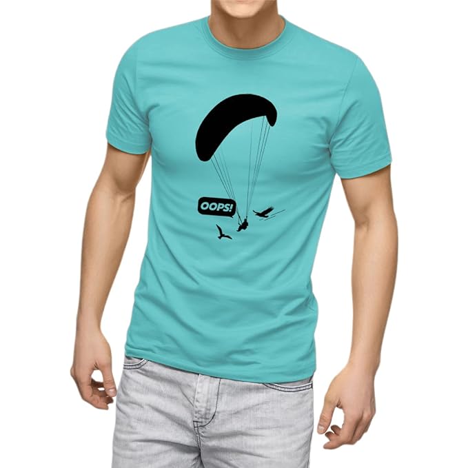 Fitrangi Sky Blue Paragliding Tshirt | Adventure Tshirt | Oops Theme | Round Neck T Shirt | Unisex Tshirt…