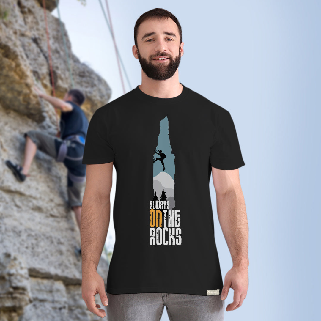 Fitrangi Black Rock Climbing Tshirt | Adventure Tshirt | Always on The Rocks | Round Neck T Shirt | Cotton T-Shirt