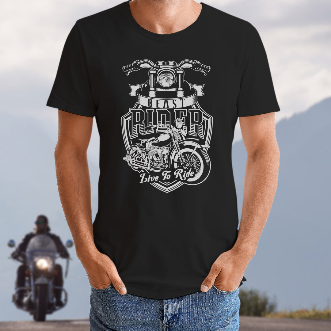 Fitrangi Black Biking Tshirt | Adventure Tshirt | Beast Rider | Cotton T-Shirt