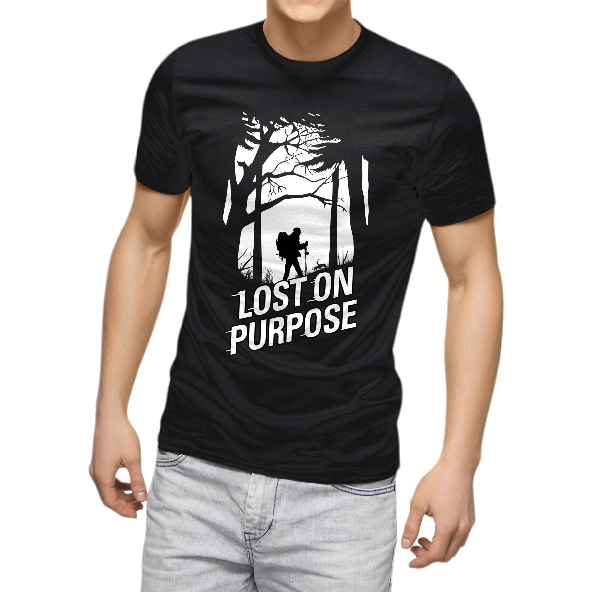 Lost On Purpose - Black Tshirt - Adventure Tshirt - Fitrangi