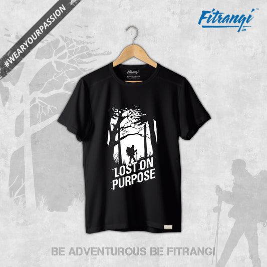 Lost On Purpose - Black Tshirt - Adventure Tshirt - Fitrangi